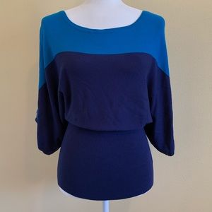 Style&Co Color Block Blouse, Loose Fit, Medium